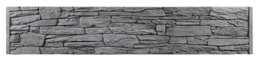 Betonový plot PREMIUM, dekor lámaný kámen, deska 207*40*4,5 cm - barva: Šedá