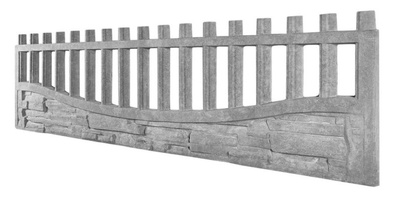 Dekor 4c: Betonový plot s lamelami a spodní imitací kamene, deska 200*50*4 cm - barva: Antracit