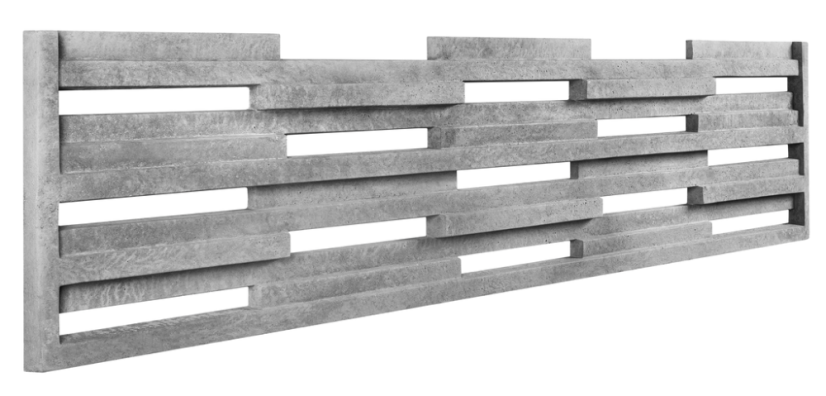 3D betonový plot s horizontálními mezerami - barva: Okrová