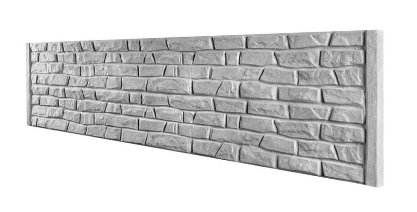 Dekor 33: Betonový plot s věrným designem kamenné zdi, deska 200*50*4 cm - barva: Šedá