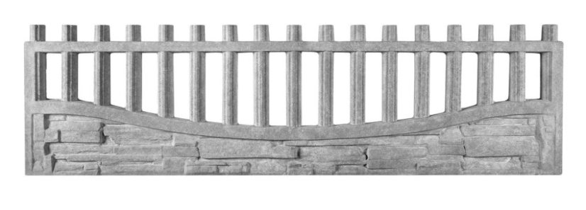 Dekor 4c: Betonový plot s lamelami a spodní imitací kamene, deska 200*50*4 cm - barva: Antracit