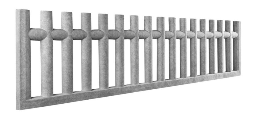 Betonový plot klasický s oválnými plaňkami, deska 200*50*4 cm - barva: Hnědá