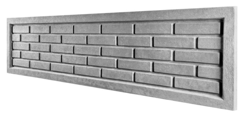 Dekor 2: Betonový plot, cihlový vzor s rámem, deska 200*50*4 cm - barva: Šedá