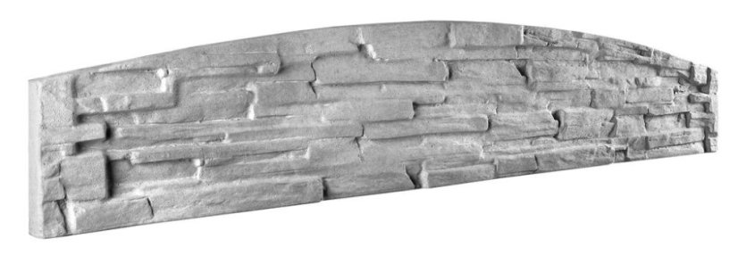 Dekor 4b: Betonový plot obloukový s kamenným vzhledem, deska 200*25*4 cm - barva: Šedá