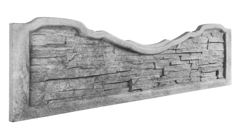 Betonový plot s kamenným vzhledem a ozdobným prolisem, deska 200*50*4 cm - barva: Okrová