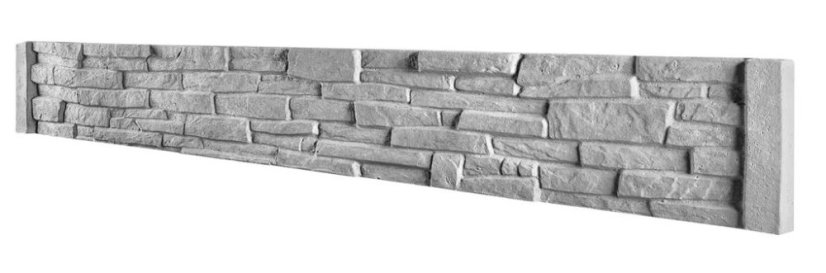 Betonový plot v designu kamenného zdiva, deska 200*25*4 cm - barva: Šedá