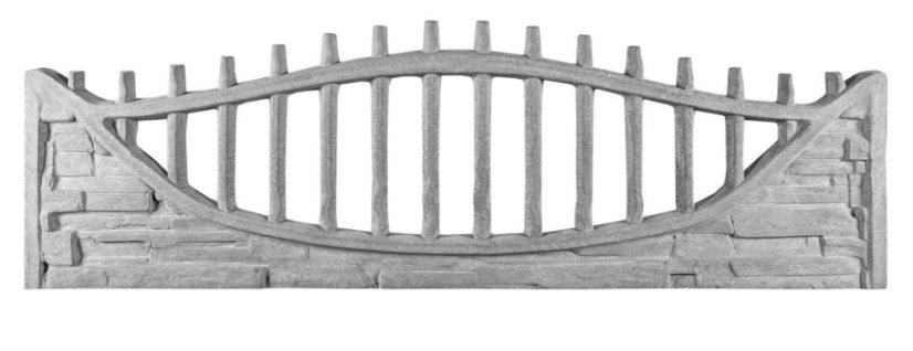 Dekor 4e: Betonový plot s imitací kamene a obloukovou lamelovou výplní, deska 200*50*4 cm - barva: Hnědá