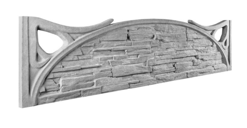 Betonový plot s obloukovým tvarem a ozdobnými prvky, deska 200*50*4 cm - barva: Šedá