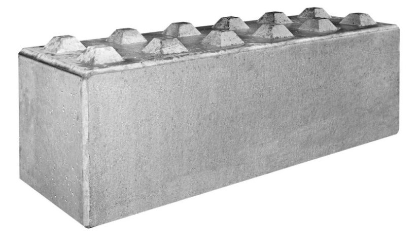 Betonový blok hladký bez vzoru se zuby
