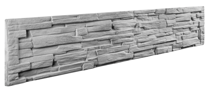 Betonový plot PREMIUM, dekor štípaný kámen, deska 198*40*4 cm - barva: Šedá