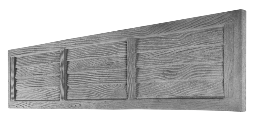 Dekor 14: Betonový plot s imitací vodorovných dřevěných prken s rámem, deska 200*50*4 cm - barva: Šedá