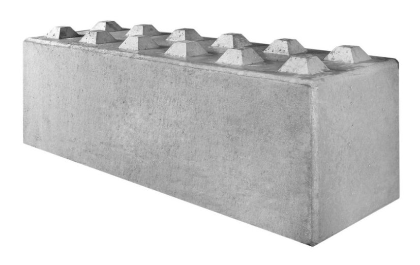 Betonový blok hladký bez vzoru se zuby