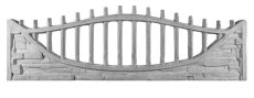 Betonový plot s imitací kamene a obloukovou lamelovou výplní, deska 200*50*4 cm