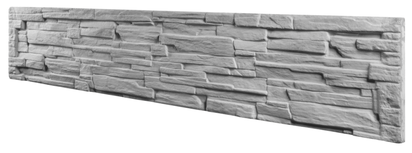 Betonový plot PREMIUM, dekor štípaný kámen, deska 198*40*4 cm - barva: Šedá