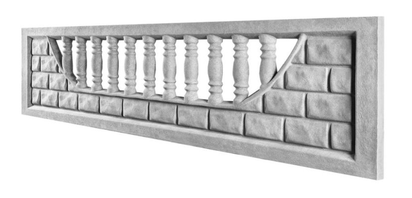 Betonový plot s balustrádou a imitací kamenných cihel, deska 200*50*4 cm - barva: Hnědá