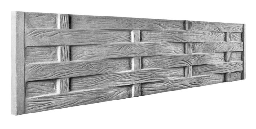 Dekor 13: Betonový plot se vzhledem pleteného dřeva, deska 200*50*4 cm - barva: Hnědá
