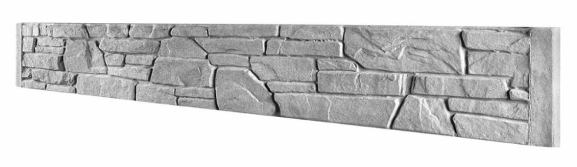 Dekor 27a: Betonový plot s věrnou texturou kamenné zdi, nízká varianta desky, deska 200*25*4 cm - barva: Okrová