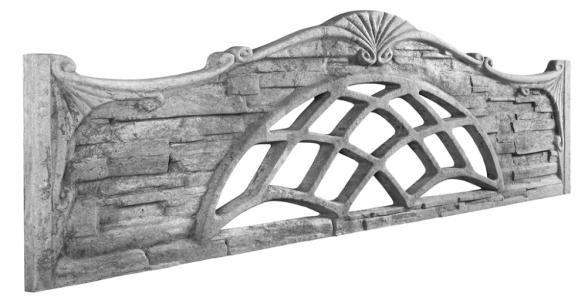 Dekor 4f: Betonový plot s prořezávaným otvorem, deska 200*50*4 cm - barva: Šedá