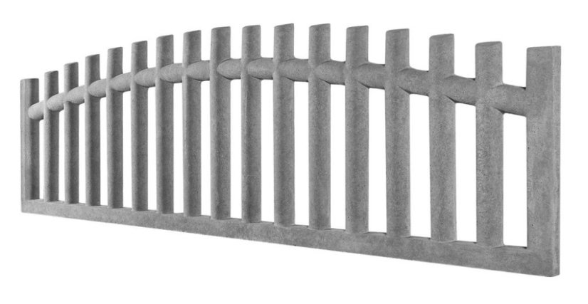 Dekor 25a: Betonový plot klasický s obloukovým designem, deska 200*50*4 cm - barva: Hnědá