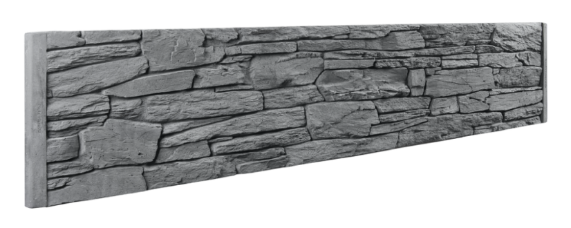 Betonový plot PREMIUM, dekor lámaný kámen, deska 207*40*4,5 cm - barva: Okrová