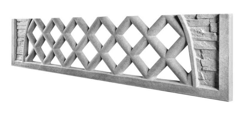 Betonový plot s prolamovaným kosočtvercovým vzorem, deska 200*45*4 cm - barva: Šedá
