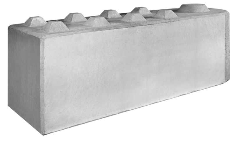 Betonový blok hladký bez vzoru se zuby, půlkulatý roh