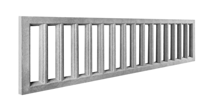 Dekor 31: Betonový plot s vertikálními sloupky v rámu, deska 200*50*4 cm - barva: Šedá
