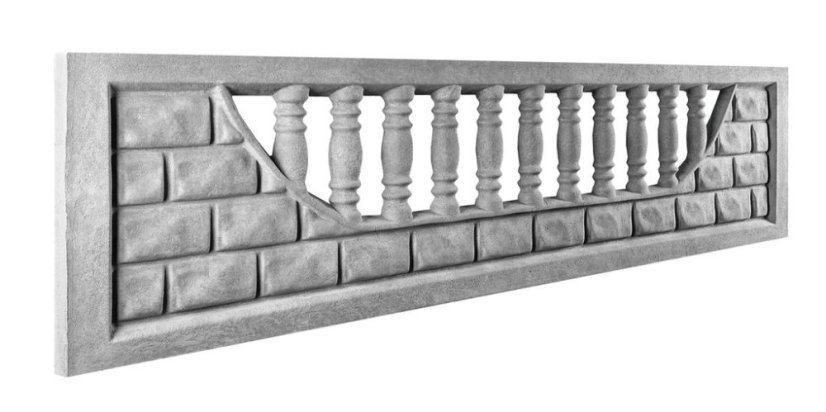 Dekor 20: Betonový plot s balustrádou a imitací kamenných cihel, deska 200*50*4 cm - barva: Hnědá