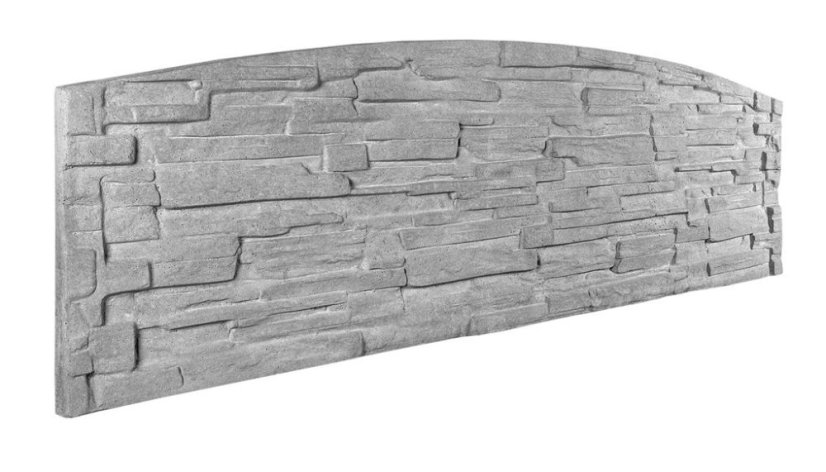 Betonový plot obloukový s realistickou texturou kamenné zdi, deska 200*50*4 cm - barva: Antracit