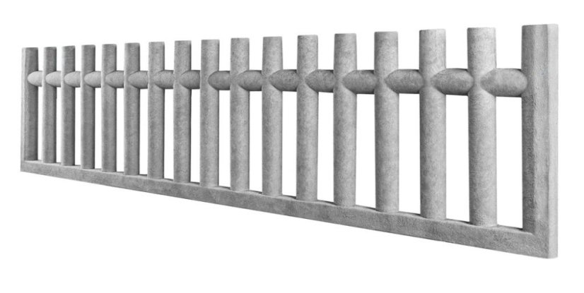 Betonový plot klasický s oválnými plaňkami, deska 200*50*4 cm - barva: Hnědá