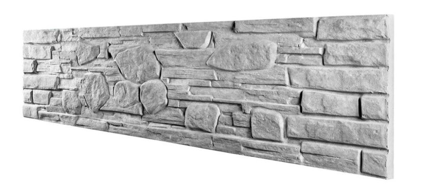Betonový plot s texturou přírodního a štípaného kamene, deska 200*50*4 cm - barva: Šedá