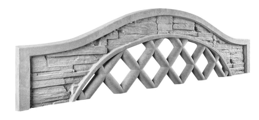 Dekor 7a: Betonový plot obloukový s prolamovaným kosočtvercovým vzorem, deska 200*30*4 cm - barva: Šedá