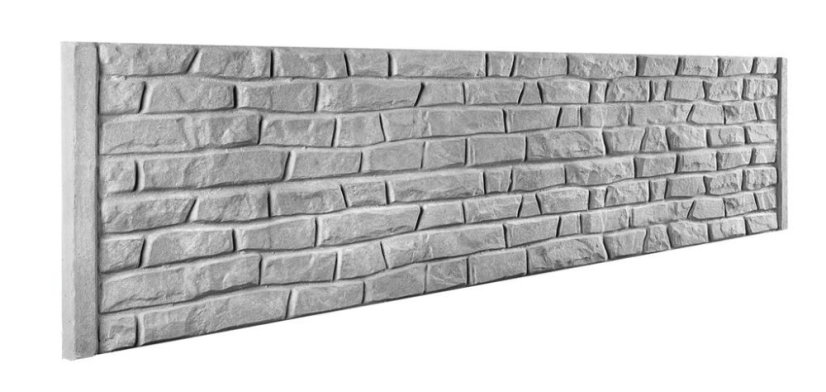 Betonový plot s věrným designem kamenné zdi, deska 200*50*4 cm - barva: Okrová