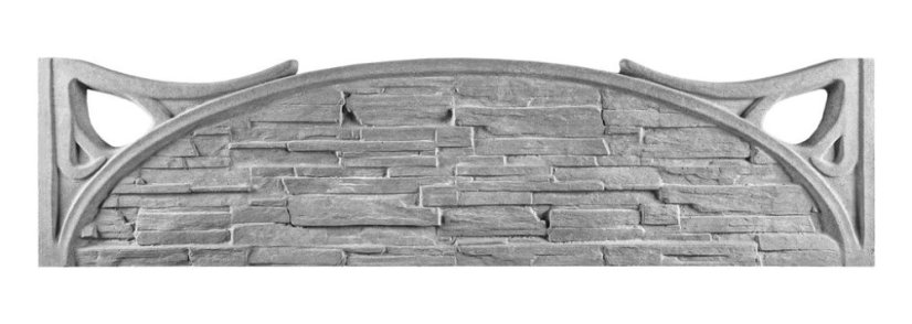 Betonový plot s obloukovým tvarem a ozdobnými prvky, deska 200*50*4 cm - barva: Šedá