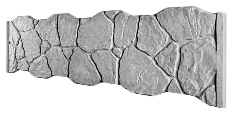 Dekor 8: Betonový plot s kamenným vzhledem a nepravidelnými výstupky, deska 200*50*4 cm - barva: Šedá