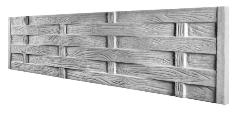 Dekor 13: Betonový plot se vzhledem pleteného dřeva, deska 200*50*4 cm - barva: Hnědá