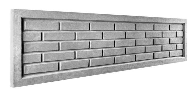 Betonový plot, cihlový vzor s rámem, deska 200*50*4 cm - barva: Šedá