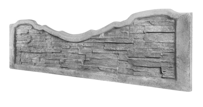 Dekor 4d: Betonový plot s kamenným vzhledem a ozdobným prolisem, deska 200*50*4 cm - barva: Okrová