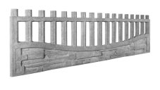 Dekor 4c: Betonový plot s lamelami a spodní imitací kamene, deska 200*50*4 cm