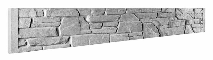 Dekor 27a: Betonový plot s věrnou texturou kamenné zdi, nízká varianta desky, deska 200*25*4 cm - barva: Okrová