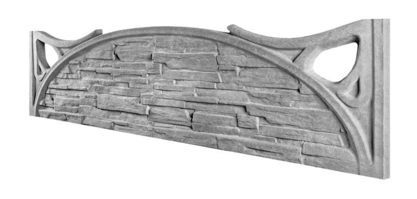 Betonový plot s obloukovým tvarem a ozdobnými prvky, deska 200*50*4 cm - barva: Šedá