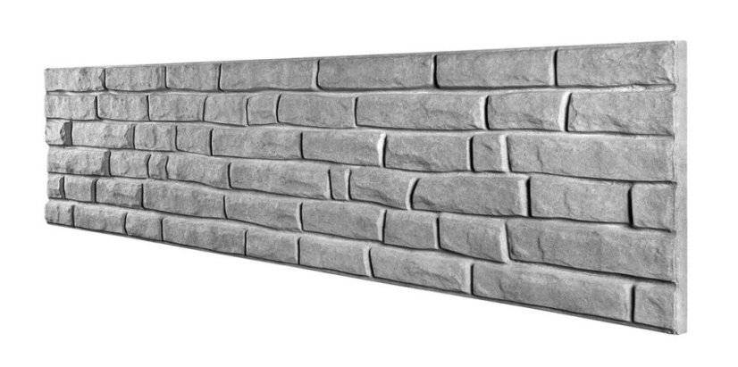 Dekor 1: Betonový plot s imitací kamene, deska 200*50*4 cm - barva: Šedá